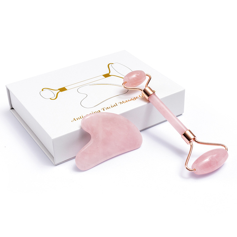 Gua Sha Tool Rose Quartz - Gua Sha-Rodillo de Jade de cuarzo