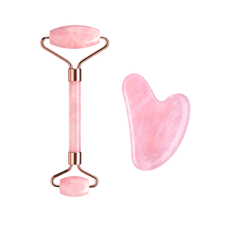 Gua Sha Tool Rose Quartz - Kit de Masajeador Facial de Cuarzo